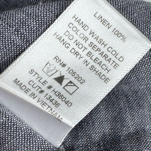 Chalet Et Ceci Linen Short Sleeve Dress M Gray Pocket Minimal Coastal Lagenlook - Picture 10 of 14